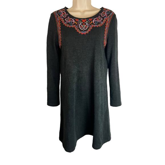 THML embroidered black dress size small Comfy Loose Boho Casual Everyday - Picture 4 of 9